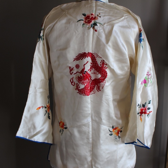 Vintage 100% silk Embroidered Chinese Pajamas - Picture 9 of 16